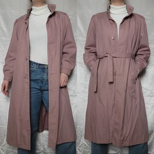 90s Dusty Rose Misty Harbor Trench Coat, m/l